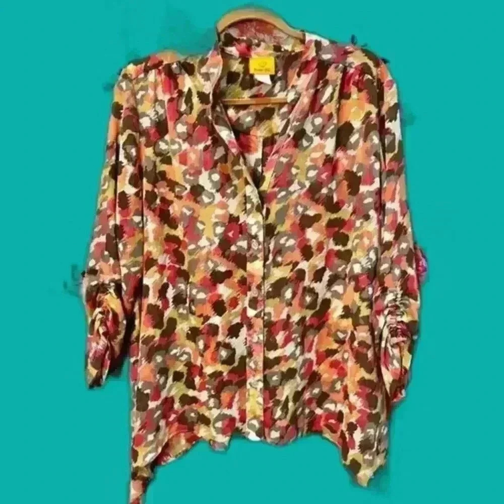 Ruby Rd Sheer Button Down Blouse Women's Size Medium